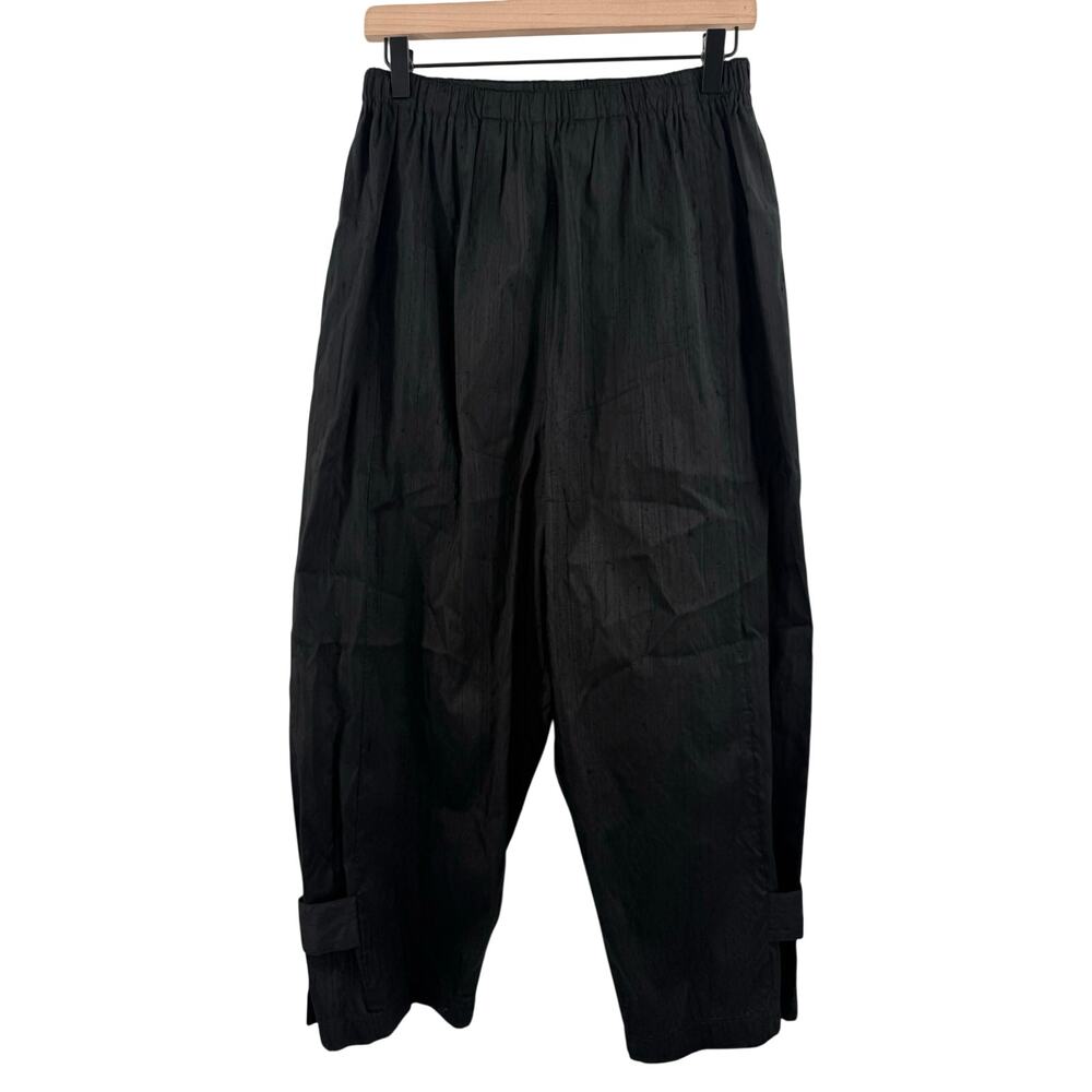 Mizono Vintage Pants Womens Medium 100% Silk Blck Lagenlook Art To Wear Texture